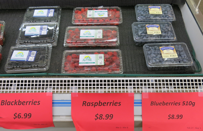 Цены на свежие ягоды (в СAD)