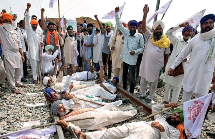 Протесты фермеров возле Нью-Дели